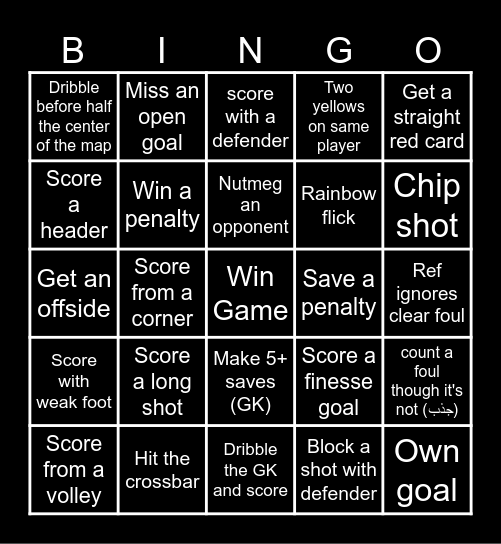 FIFA 25 Bingo Card