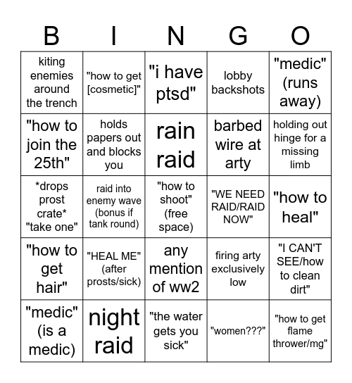 whizzbango Bingo Card