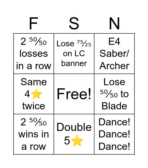 Fate collab bingo Card
