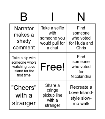 LOVE ISLAND SEASON 7 FINALE WATCH PARTY Bingo Card