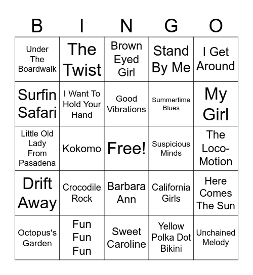 BEACH PARTY BINGO Card
