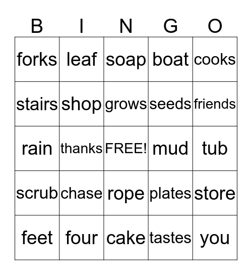 RMS Word Bingo Card