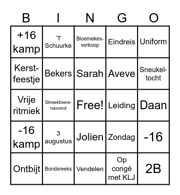 KLJ Beveren - Mosselfestijn Bingo Card