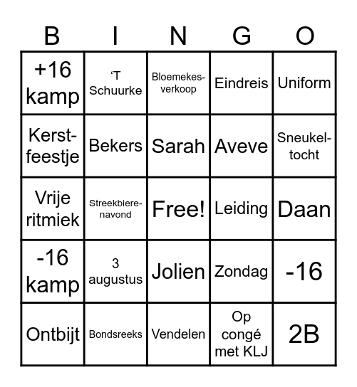 KLJ Beveren - Mosselfestijn Bingo Card