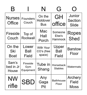 NAPPING BINGO Card