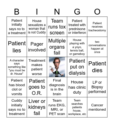 House MD Bingo Card