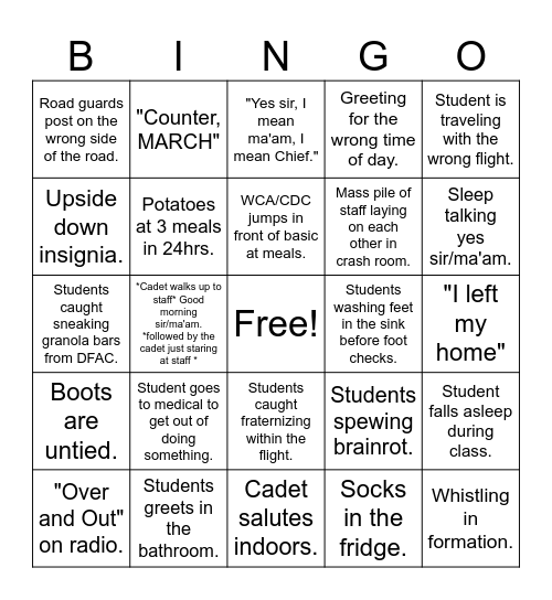Encampment Bingo Card