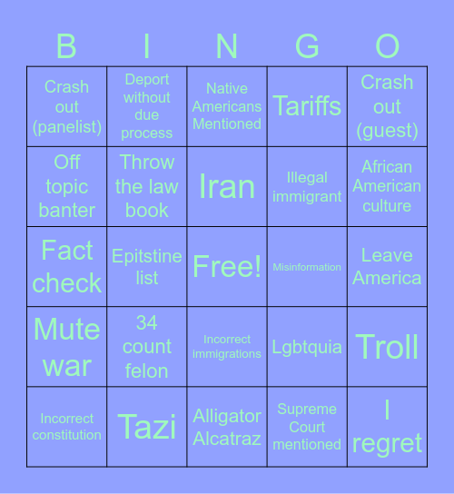 Shawn’s Political Bingo Card