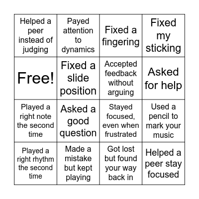 Resilience Bingo Card