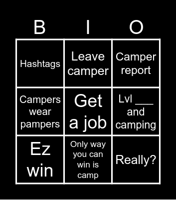 Ftf camper insults bio Bingo Card
