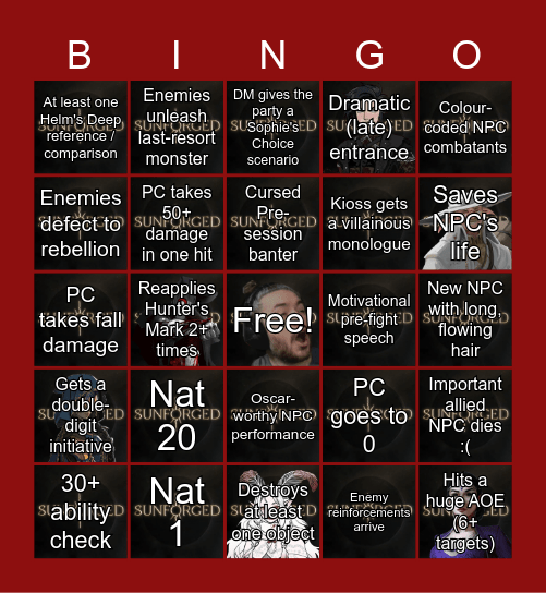 Sunforged Episode 74: They Besiege, All Six of Them Bingo Card