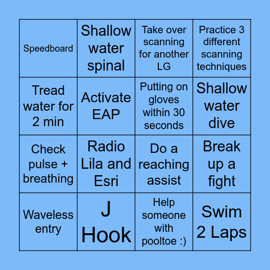 CSB LIFEGUARD BINGO Card