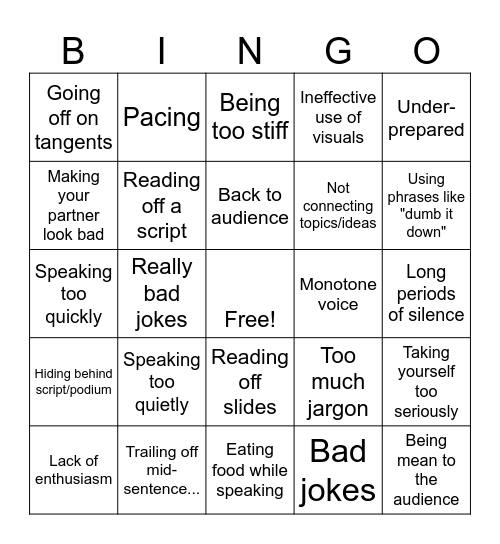 Science Miscommunication Bingo Card