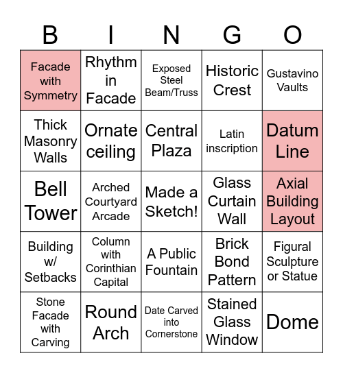 Copley Square Trip! Bingo Card