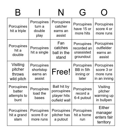 Senior Citizen Sunday Bingo Card