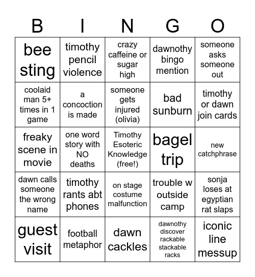 Peter Pan #1 Bingo Card