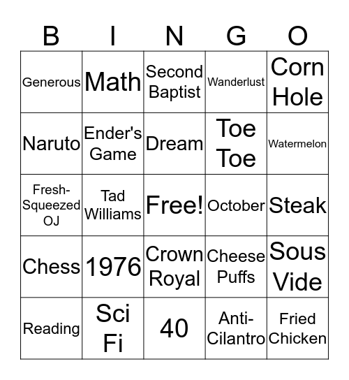 MAINLY MOIZ Bingo Card