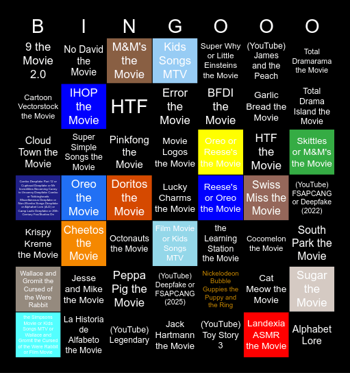 Lightning Bulb Film Kinematic Bingo Card