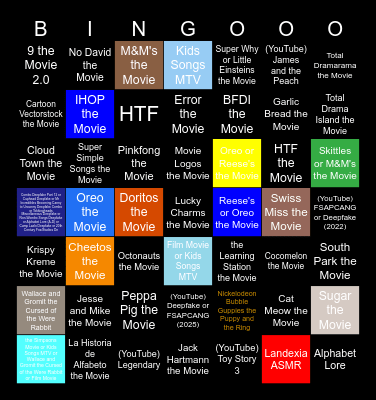 Lightning Bulb Film Kinematic Bingo Card