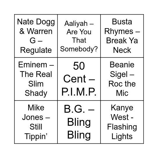 Game Five Bingo Card