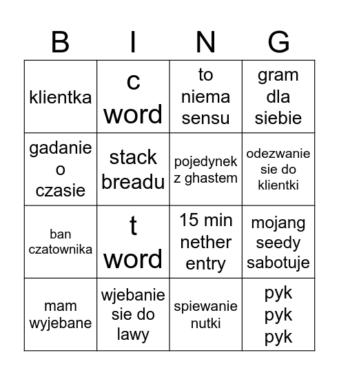 MAMON Bingo Card