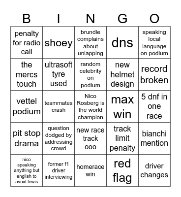 2016 Bingo Card