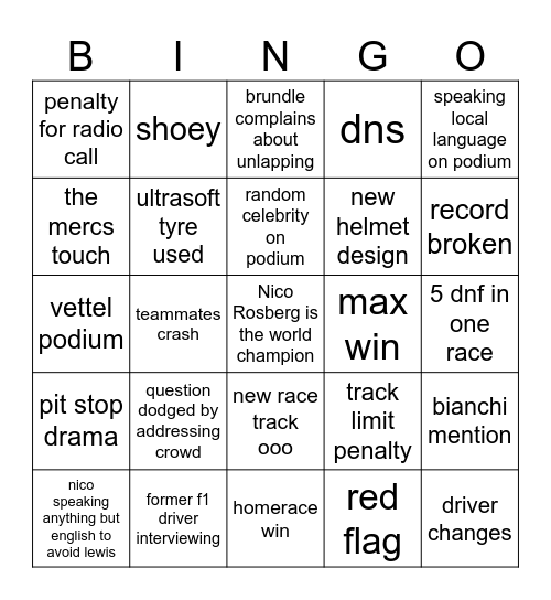 2016 Bingo Card