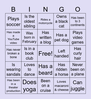 Human Bingo 2 Bingo Card