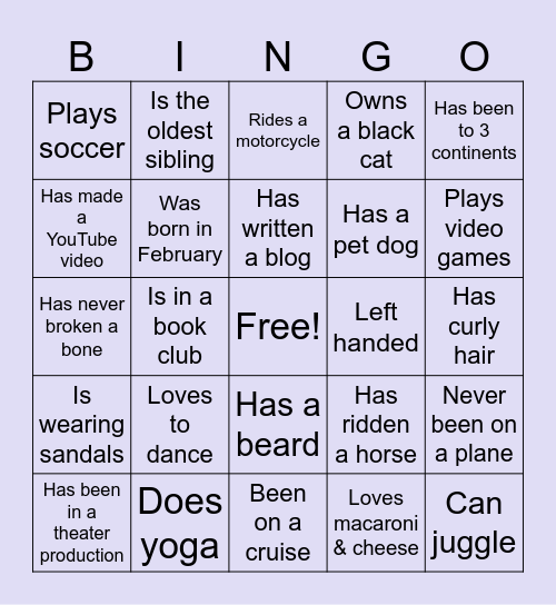 Human Bingo 2 Bingo Card