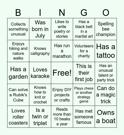 Human Bingo 3 Bingo Card