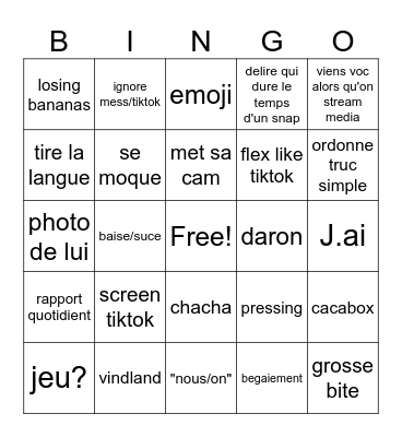 Fun bingo Card
