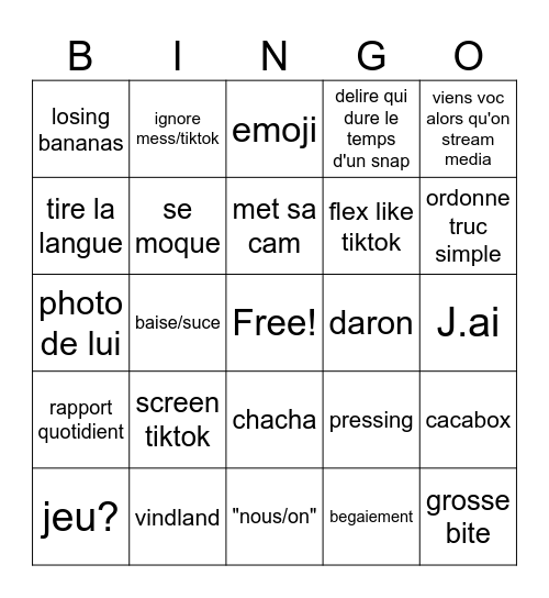 Fun bingo Card