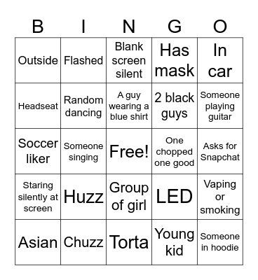 Omegle bingo Card