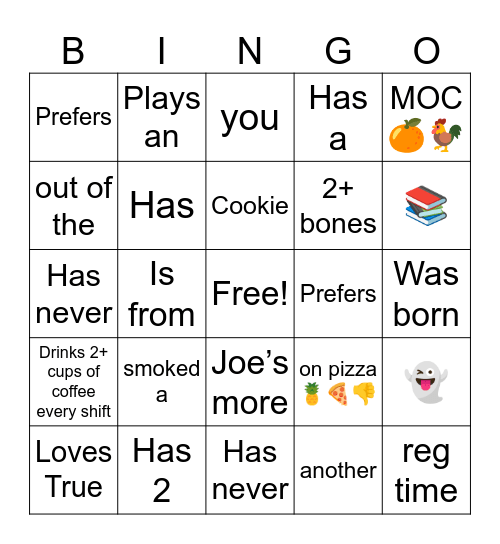 Camp TJ's Bingo Card