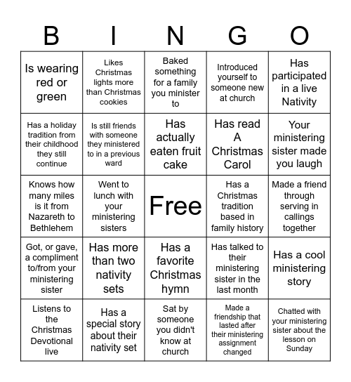 Christmas in July Bingo Card