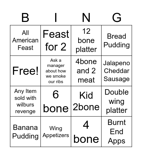 Williston FD BINGO Card