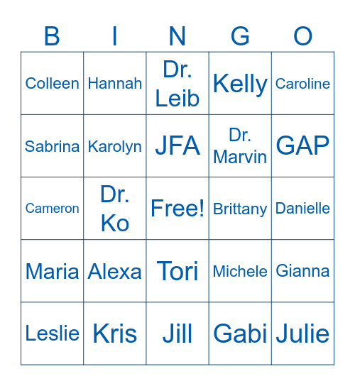 ADA Employee Bingo! Bingo Card