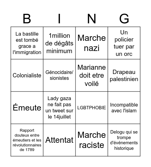 Bingo 14/07 Bingo Card