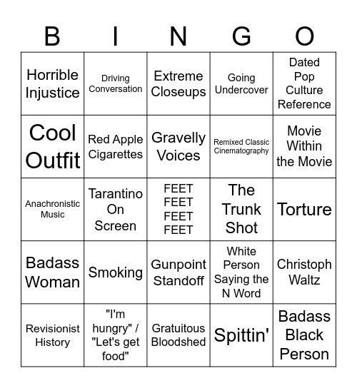 Tarantino Bingo Card