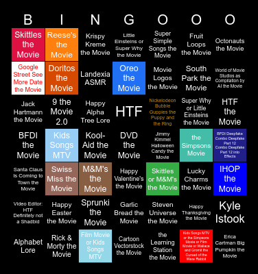 Lightning Bulb Film Kinematic Bingo Card