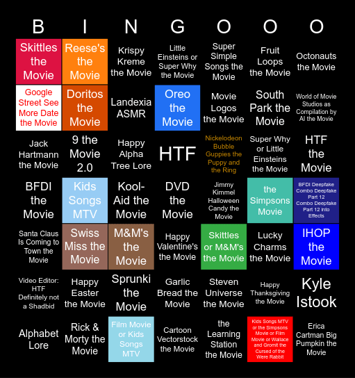 Lightning Bulb Film Kinematic Bingo Card