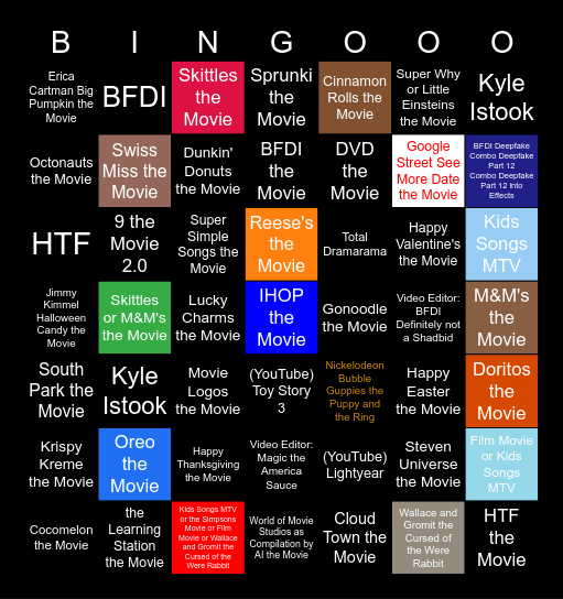 Lightning Bulb Film Kinematic Bingo Card