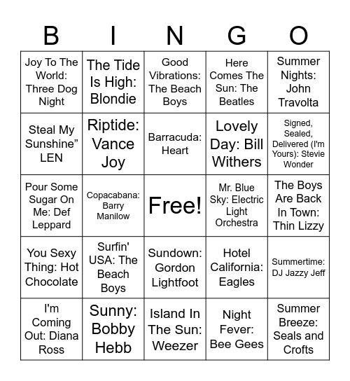 Summertime #1 ☀️ Bingo Card