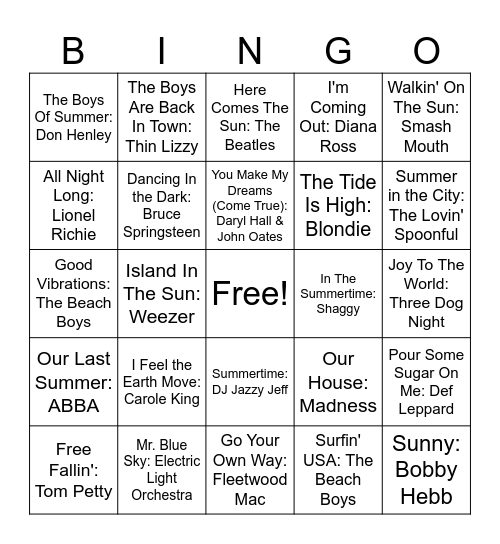 Summertime #1 ☀️ Bingo Card