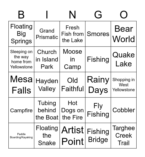 Island Park Bingo Card