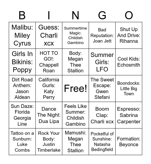 Summertime #2 ☀️ Bingo Card