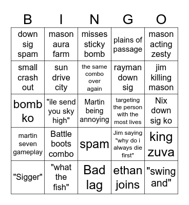 my friends brawlhalla bingo Card