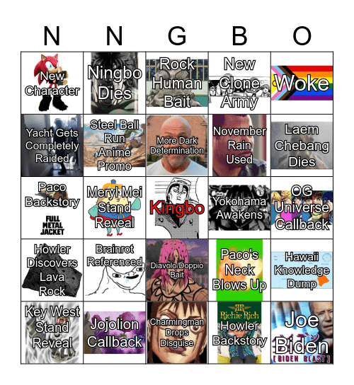 Jojolands Chapter 27 Predictions Bingo Card