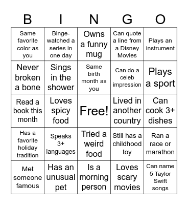 Family Home Evening Bingo Card