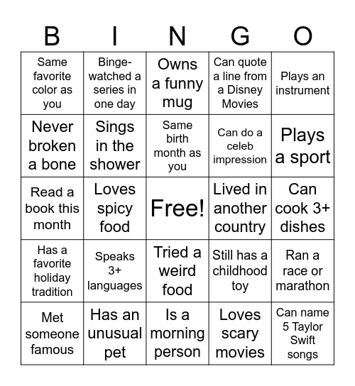 Family Home Evening Bingo Card